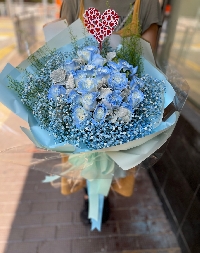 B076 24支染色藍玫瑰