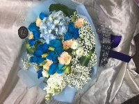 B101藍繡+染色藍玫瑰