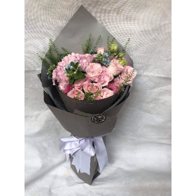 B123  田園玟瑰+綪繡球